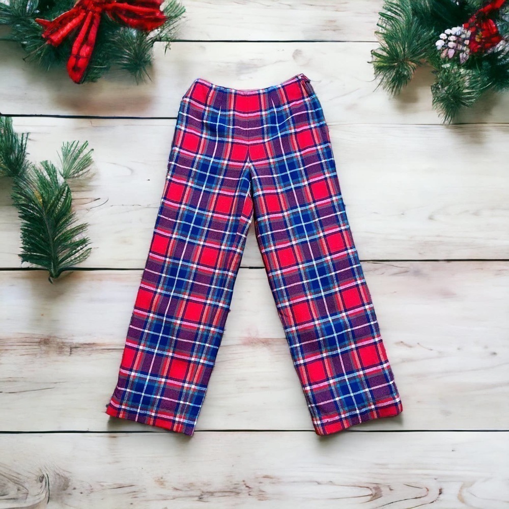 Pendleton Vintage Pants Women’s Wool Plaid Red Blue Green Yellow Holiday Size 12